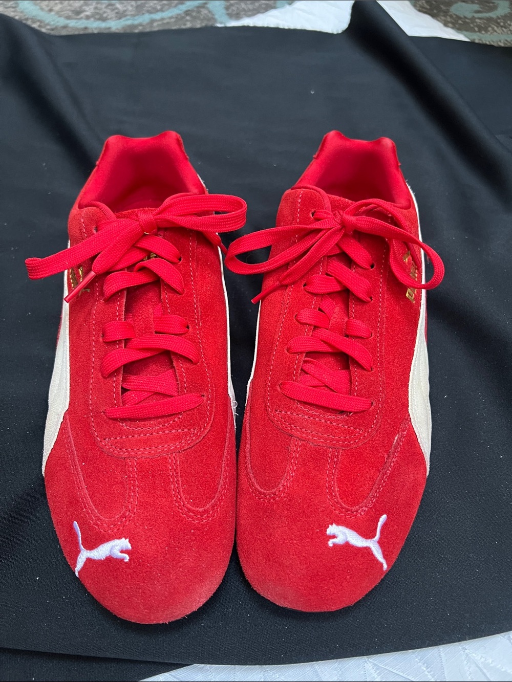Puma Red Suede Sneakers with White Formstrip - Picture 2 of 5
